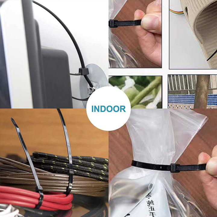 400 Pack Assorted Black Cable Ties