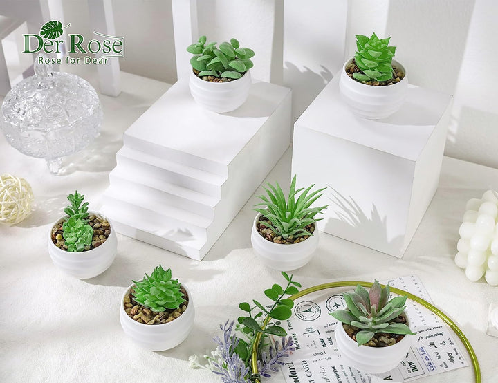Set of 6 Mini Fake Succulents in Pots