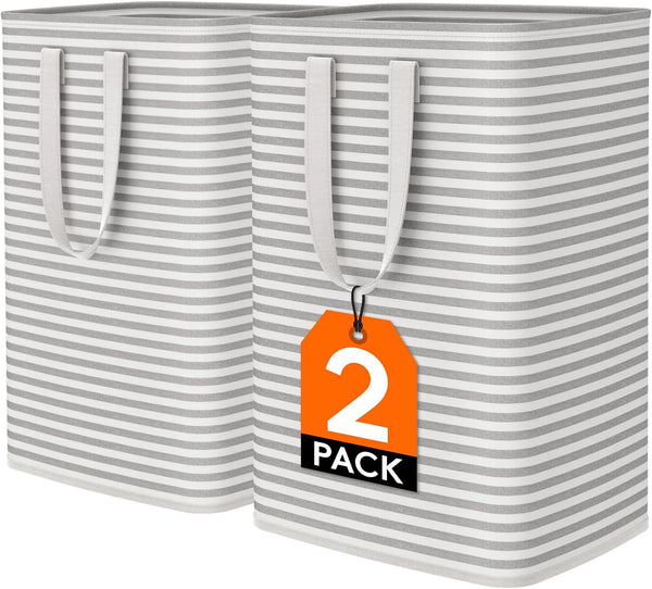 2-Pack Large Grey Laundry Hampers 80L