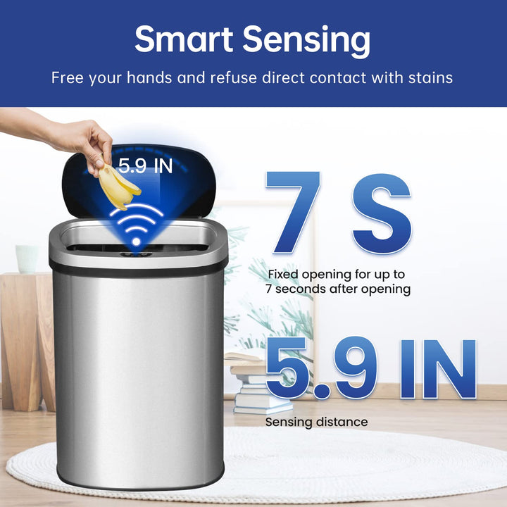 13 Gal Touch-Free Stainless Steel Trash Can