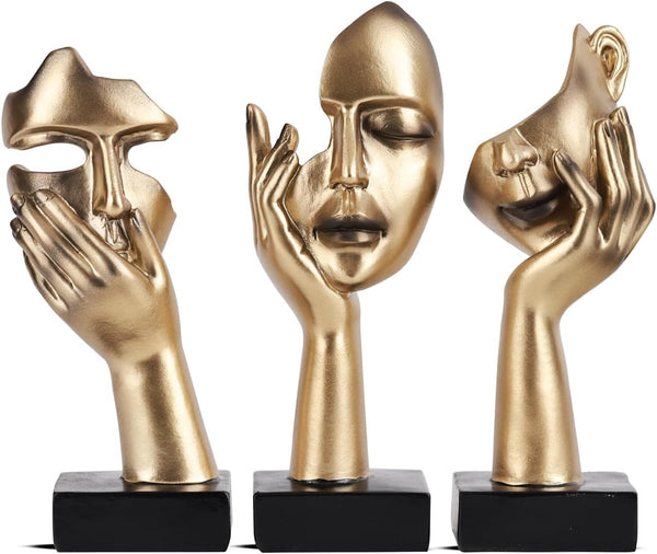 Thinker Statue Set - 3 Pcs Gold
