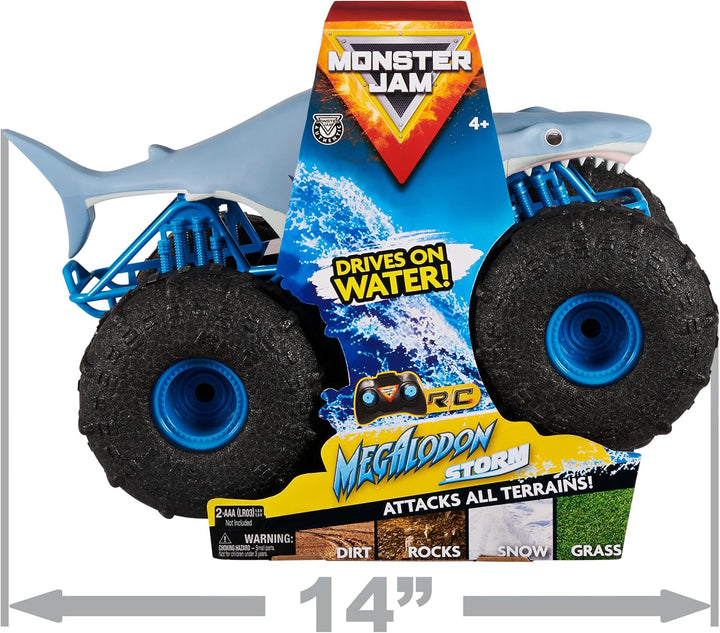 ,  Megalodon Storm All-Terrain Remote Control Monster Truck for Boys and Girls, 1:15 Scale, Kids Toys for Ages 4-6+