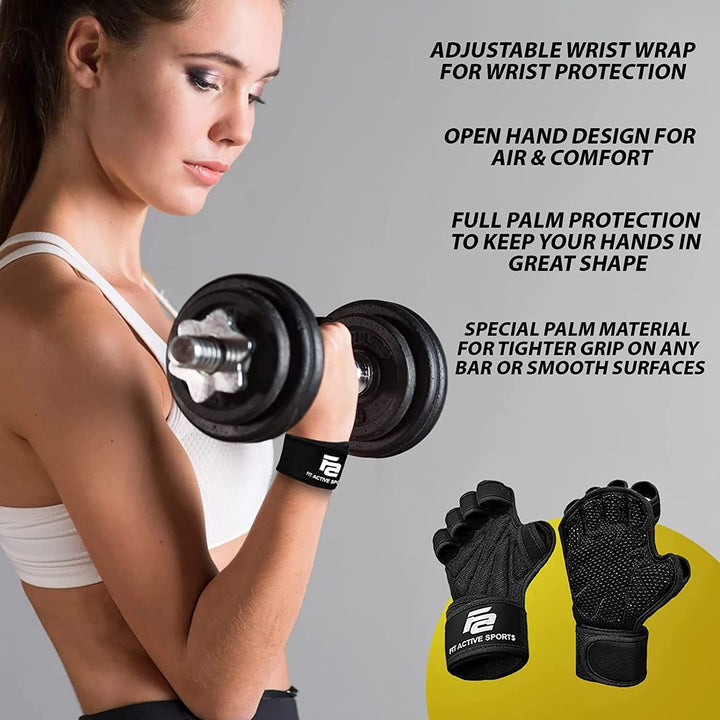 Ventilated Weight Lifting Gloves with Wrist Wraps
