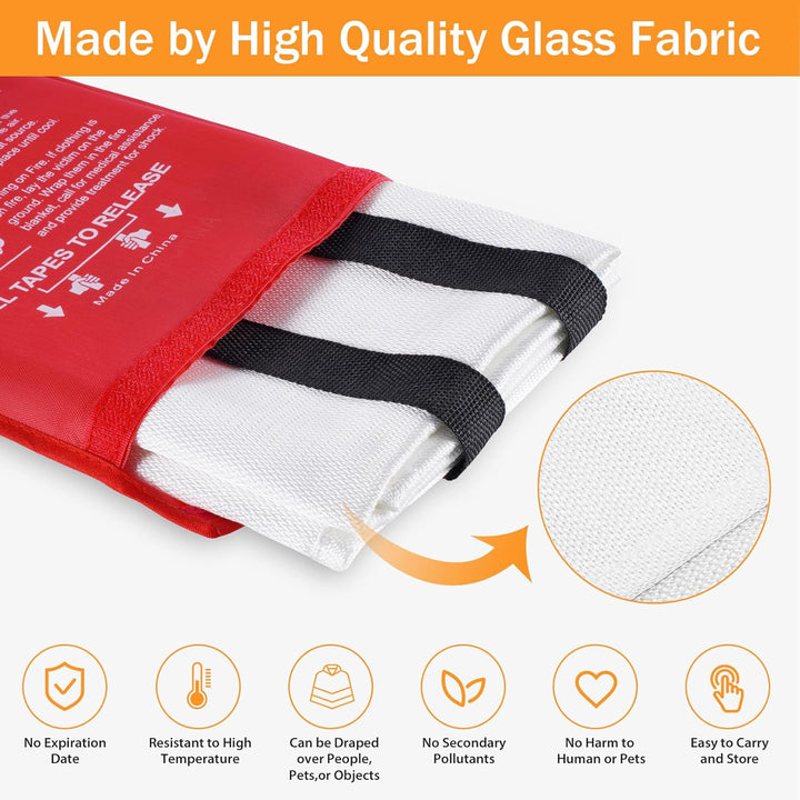 Emergency Fire Blanket for Home Kitchen - Fiberglass Fire Suppression Blanket Great for School, Fireplace, Grill, Car, Office, Warehouse (4 Pack, 39 in X 39 In)