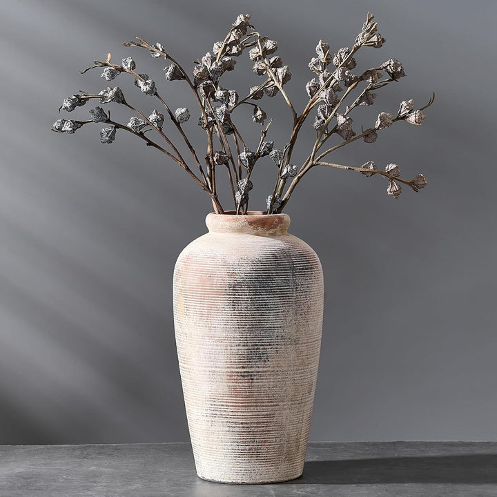 Rustic Bronze Ceramic Vase 11 Inch