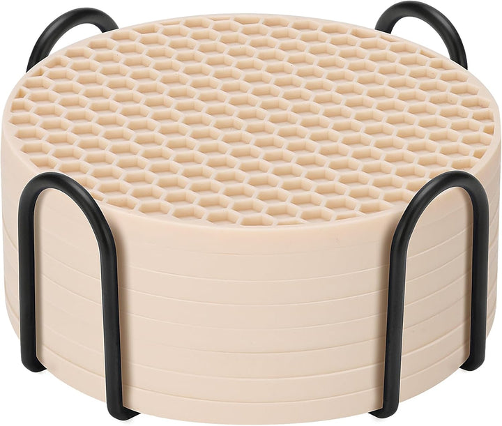 Silicone Coasters Set of 8 with Holder