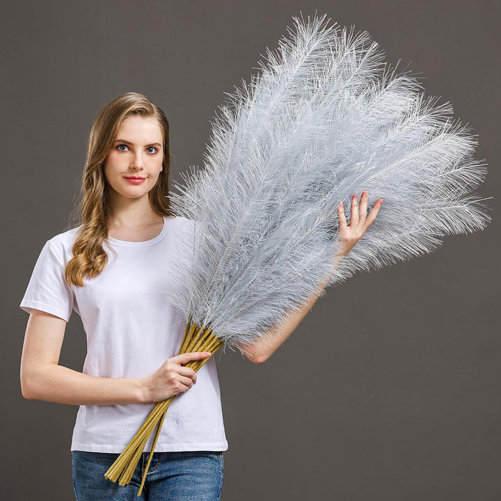 Blue Faux Pampas Grass 7PCS - 3.75Ft Decor