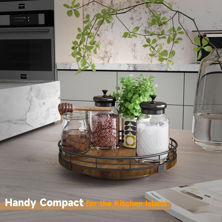 Farmhouse Oak 9" Lazy Susan Organizer