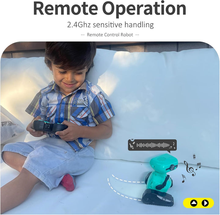 Robot Toys, Remote Control Robot Toy, RC Robots for Kids with LED Eyes, Flexible Head & Arms, Dance Moves and Music, Birthday Gifts for Boys Ages 3+ Years (Blue)