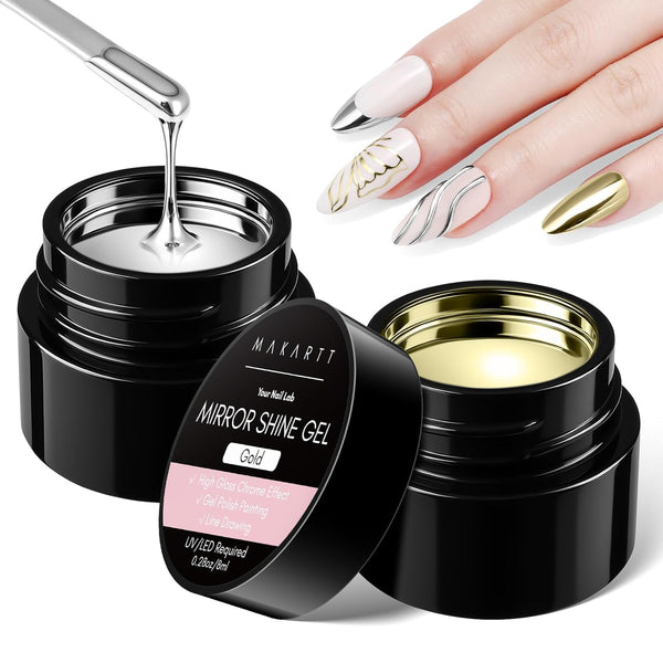 Metallic Gel Nail Polish Set - Silver & Gold