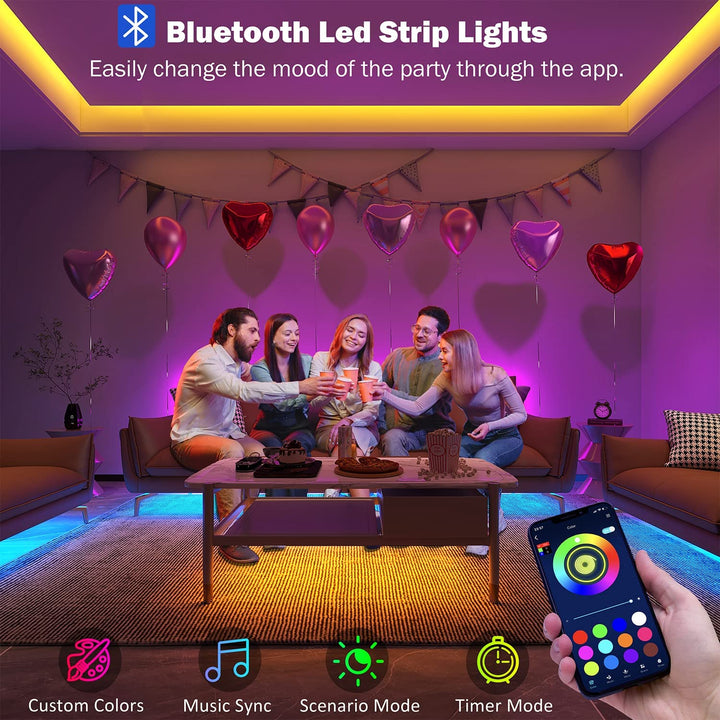 100Ft RGB LED Strip Lights - Music Sync