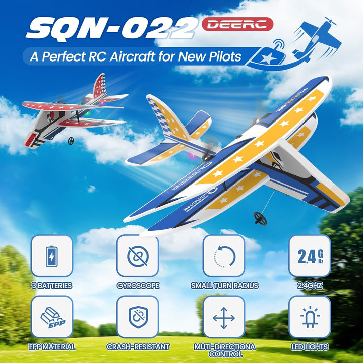 RC Plane, 2.4GHZ Remote Control Airplane W/ 3 Batteries & 6-Axis Gyro Stabilizer, 2CH RTF RC Glider Toy for Beginners Kids Boys Girls