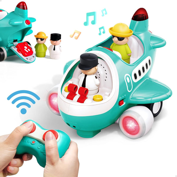 Baby Airplane Toys, Cool Remote Control Plane Toy for Toddlers 2-3, Infant Music RC Helicopter W/Light Sound, Easter Birthday Gift for 18 24 Month 2 3 4 Year Old Boy Girl Kids Children