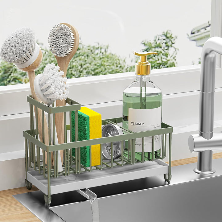 Black Sink Caddy Organizer with Soap Dispenser