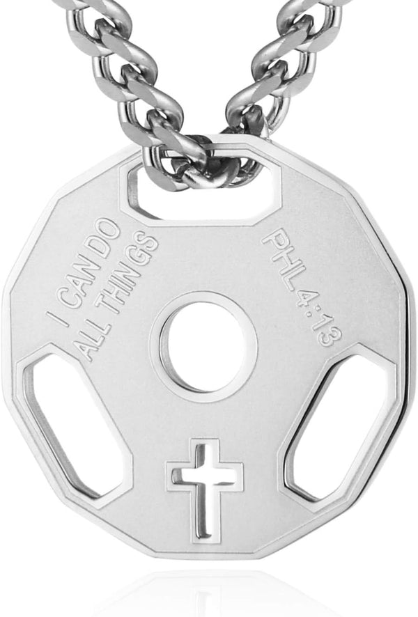 Stainless Steel Dumbbell Pendant Necklace