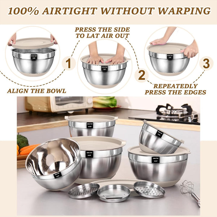 8PCS Stainless Steel Mixing Bowls Set