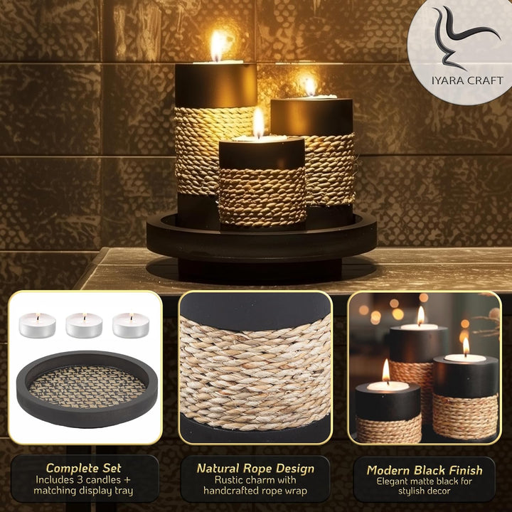 Tealight Candle Holders Set with Tray