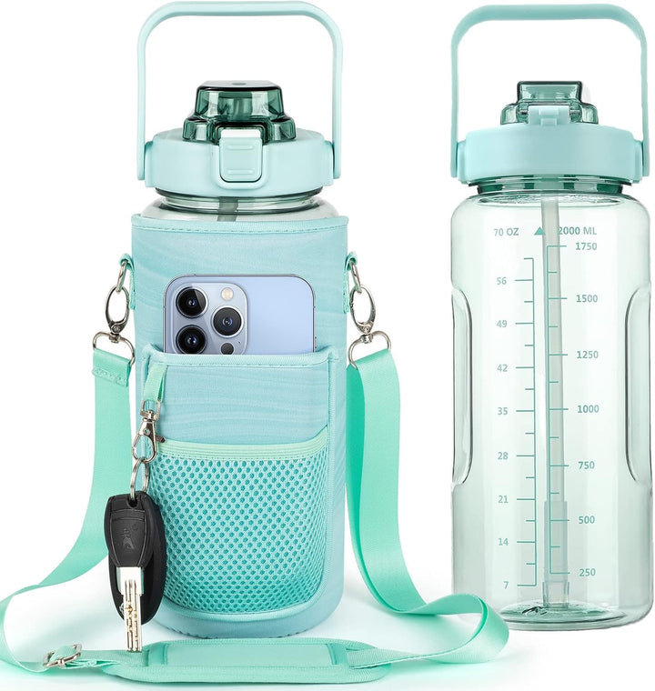 64oz Motivational Water Bottle with Sleeve