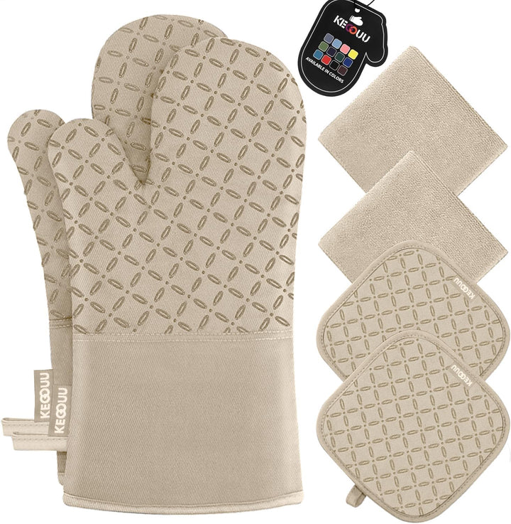 6Pcs Heat-Resistant Oven Mitts & Potholders