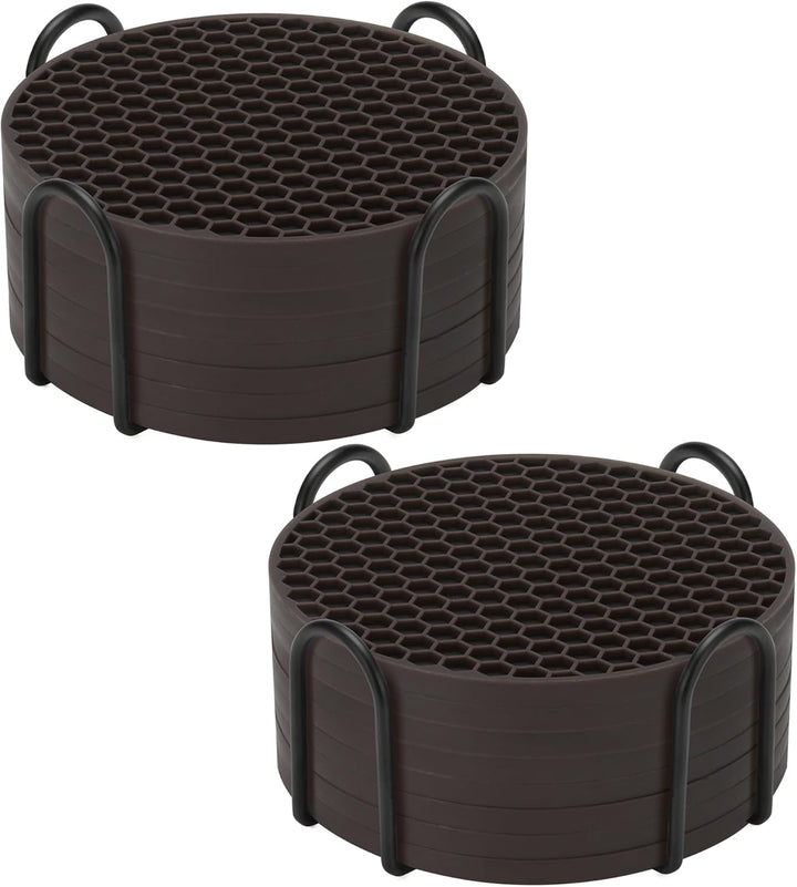 Silicone Coasters Set of 8 with Holder