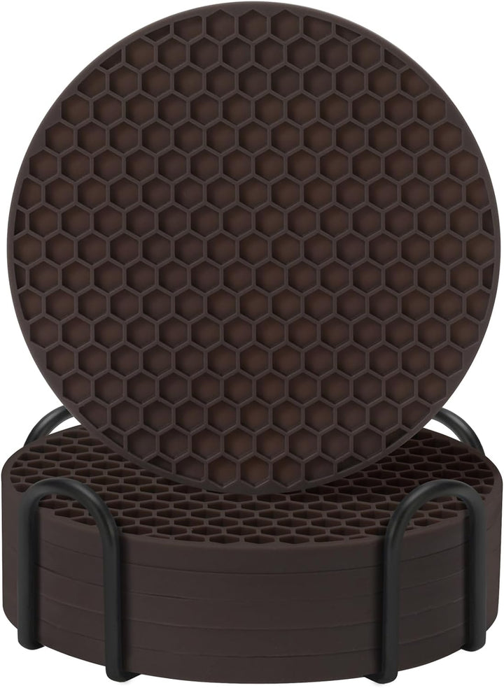 Silicone Coasters Set of 8 with Holder