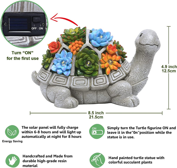 Solar Turtle Statue with LED Lights
