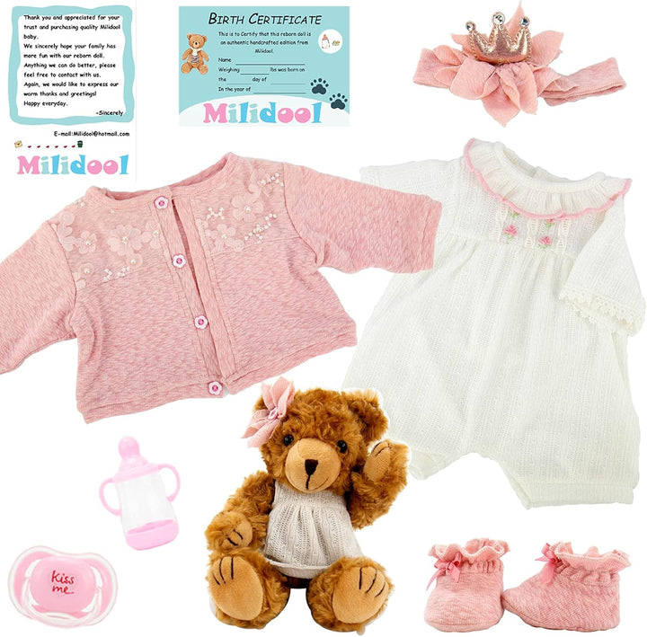 Reborn Baby Dolls Girl, 22 Inch Lifelike Realistic Silicone Baby Girl Doll That Look Real Packaged with Feeding Toy Accessories Set,Gift for Grandma and Kids 3+