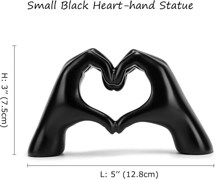 Gold Heart Hands Statue - Small Black