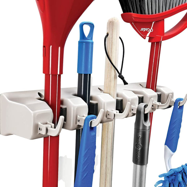 5-Position Mop Broom Holder Wall Mount