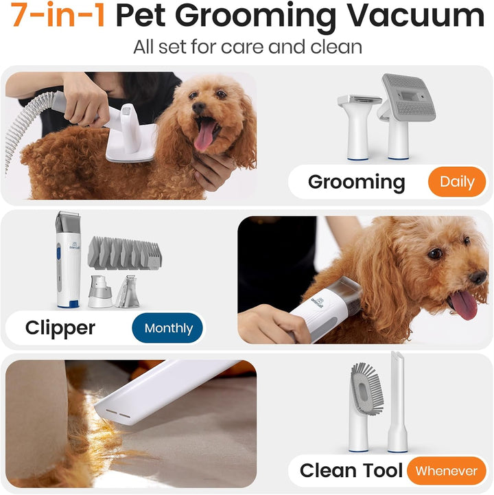 Pet Grooming Vacuum with Nail Grinder & Tools