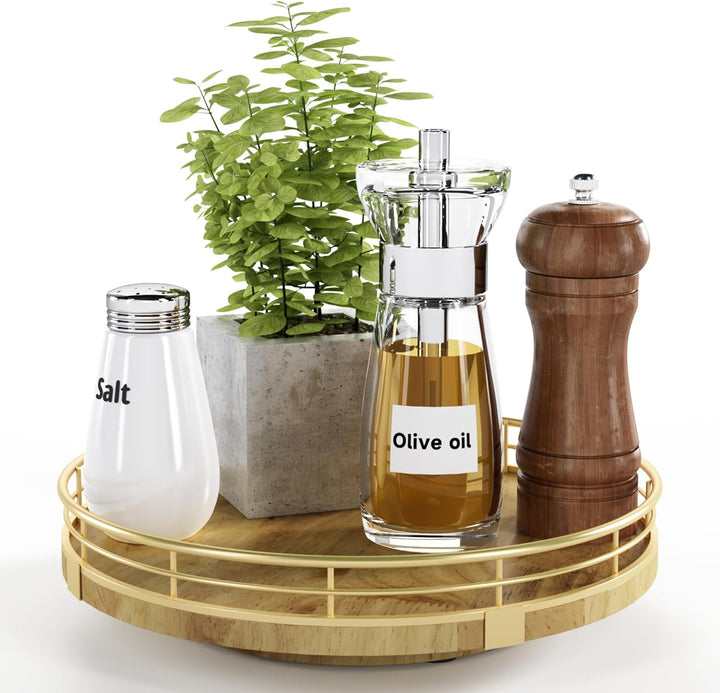 Farmhouse Oak 9" Lazy Susan Organizer