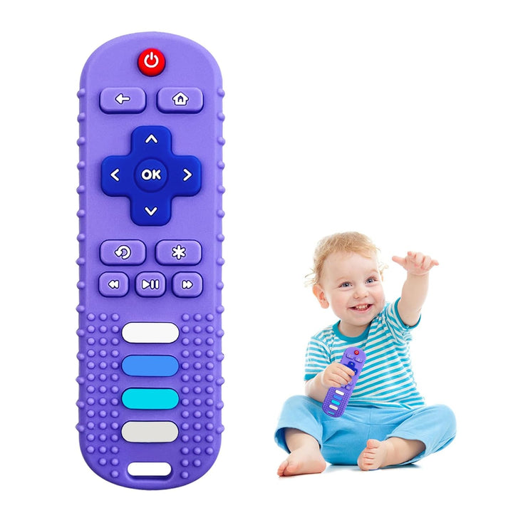 2Pcs Silicone Teething Toys, Remote Control Shape Teethers for Babies Remote Teething Toys, Silicone TV Remote Teether BPA Free/Refrigerator Safe