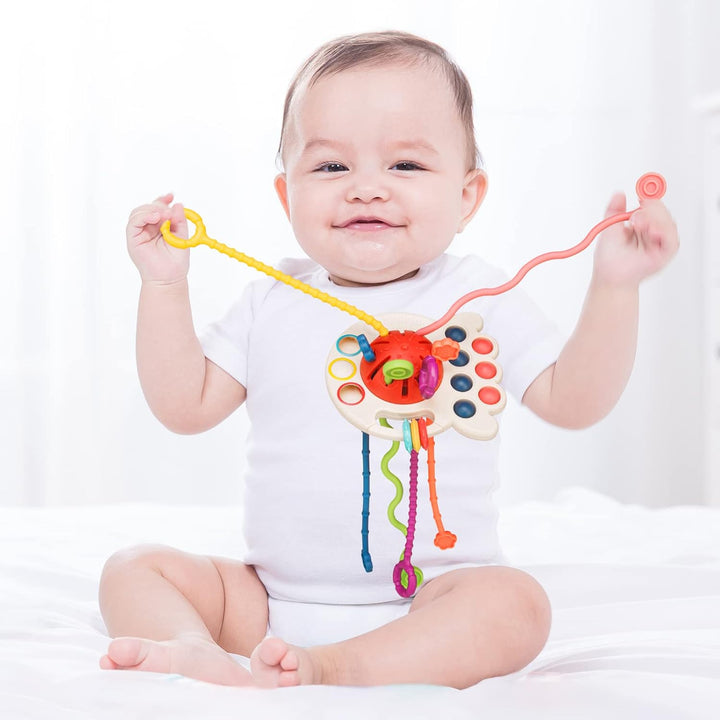 Montessori Toys, Silicone Pull String Activitys, Developmental Pulling Baby Sensory Toy, Car Seat Airplane  Toddler Boy &Girl Infant Birthday Gifts