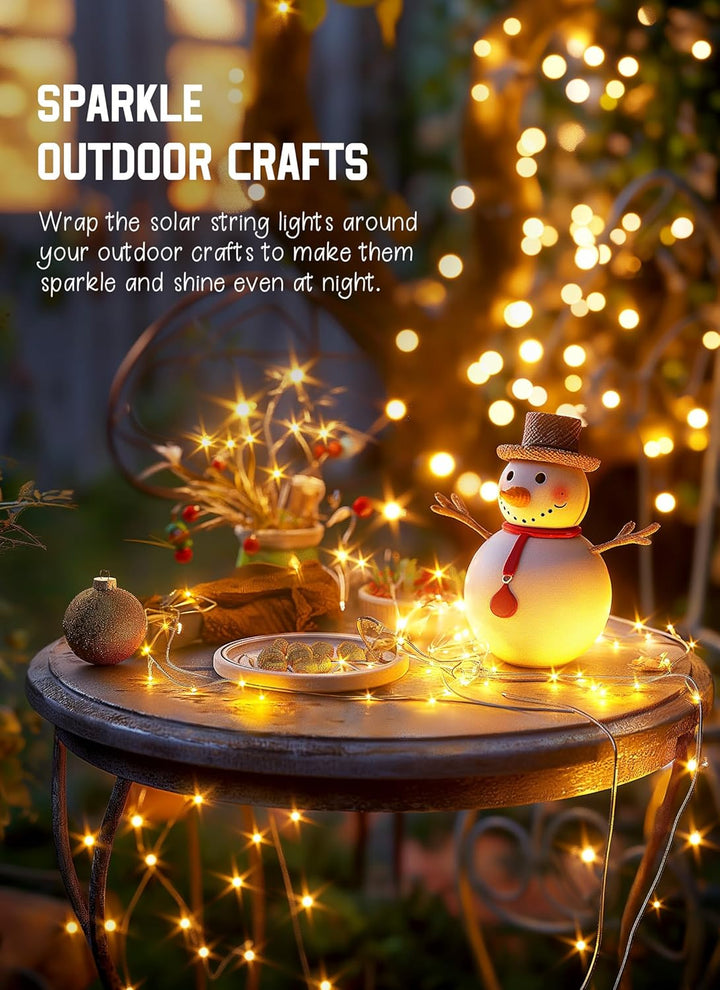 Solar String Lights for Outside, 33Ft 100 LED Outdoor Solar Fairy Lights, 8 Modes Balcony Lights for Tree Patio Christmas Party Wedding Decor (Warm White)