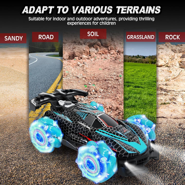 RC Stunt Car, Gesture Sensing RC Cars for Boys Girls, 2.4Ghz 4WD Remote Control Car with 360° Rotating, Lights, Music, Spray, Toy Cars for Kids Age 6 7 8 9 10 11 12 Year Old Birthday Gifts