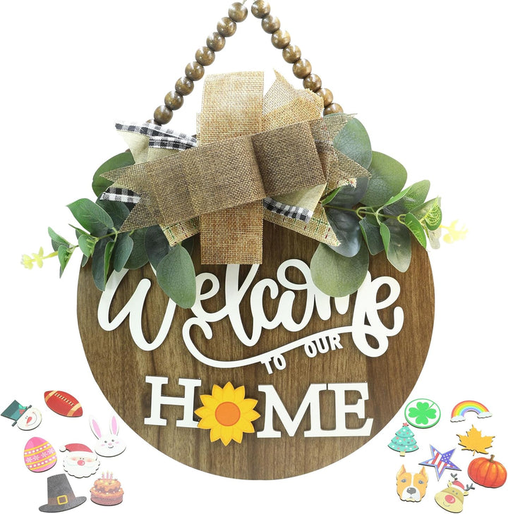 3D Welcome Sign with Leaves & Beads