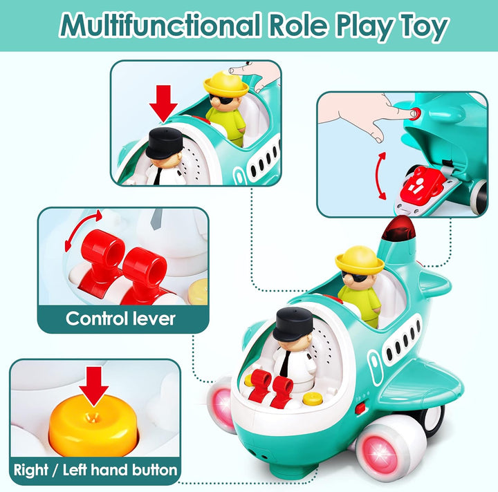 Baby Airplane Toys, Cool Remote Control Plane Toy for Toddlers 2-3, Infant Music RC Helicopter W/Light Sound, Easter Birthday Gift for 18 24 Month 2 3 4 Year Old Boy Girl Kids Children