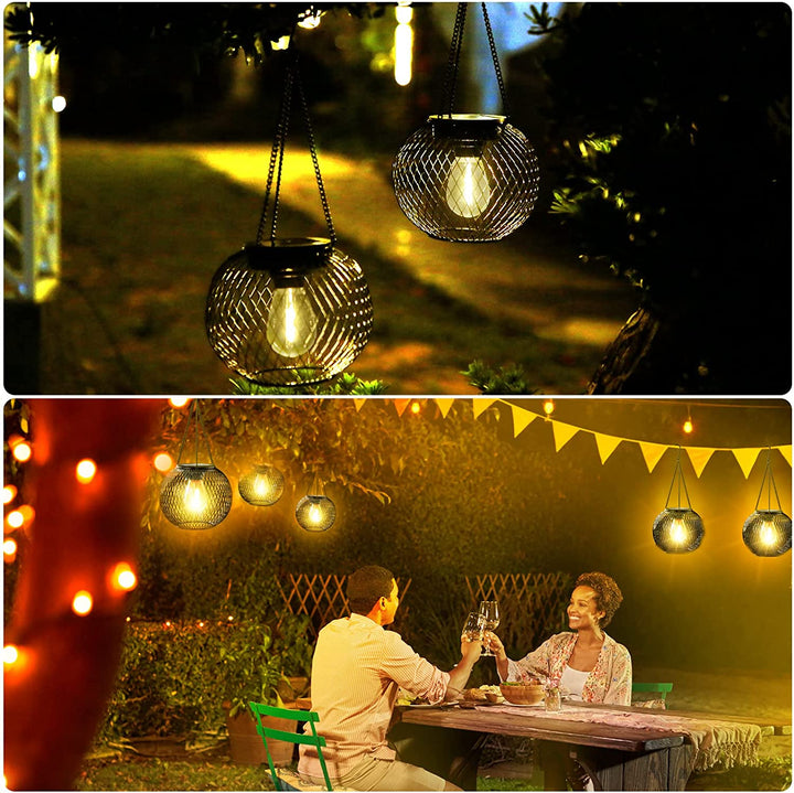 2 Pack Solar Metal Lanterns for Outdoors