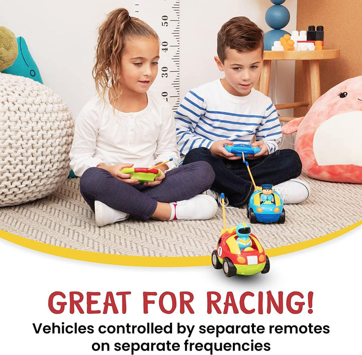 Cartoon Remote Control Car - 2-Pack  and Race Car Toddler Toys - RC Cars for Kids with Different Frequencies - Easy Remote Control Toy and Thoughtful Gifts for Boys and Girls