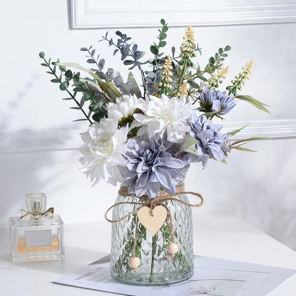 Blue Silk Flowers in Vase – Decor Piece