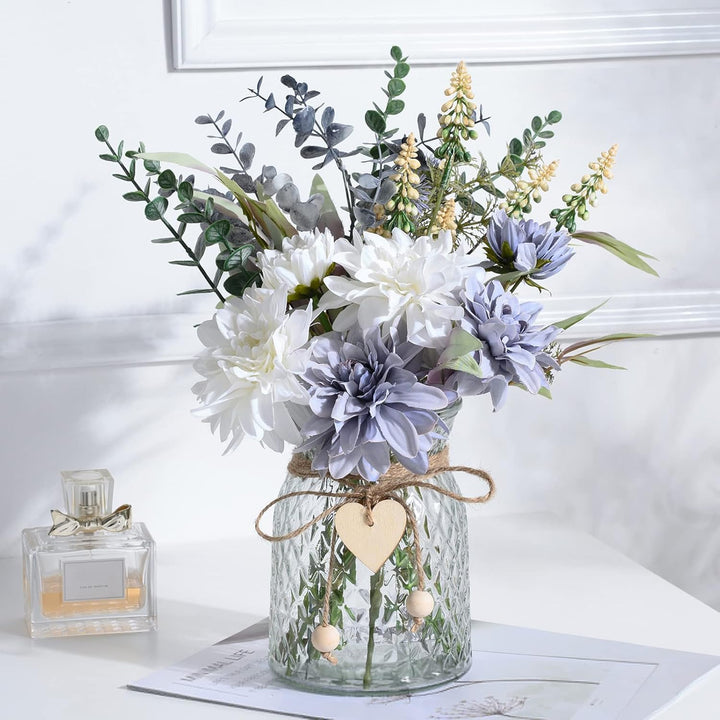 Blue Silk Flowers in Vase – Decor Piece