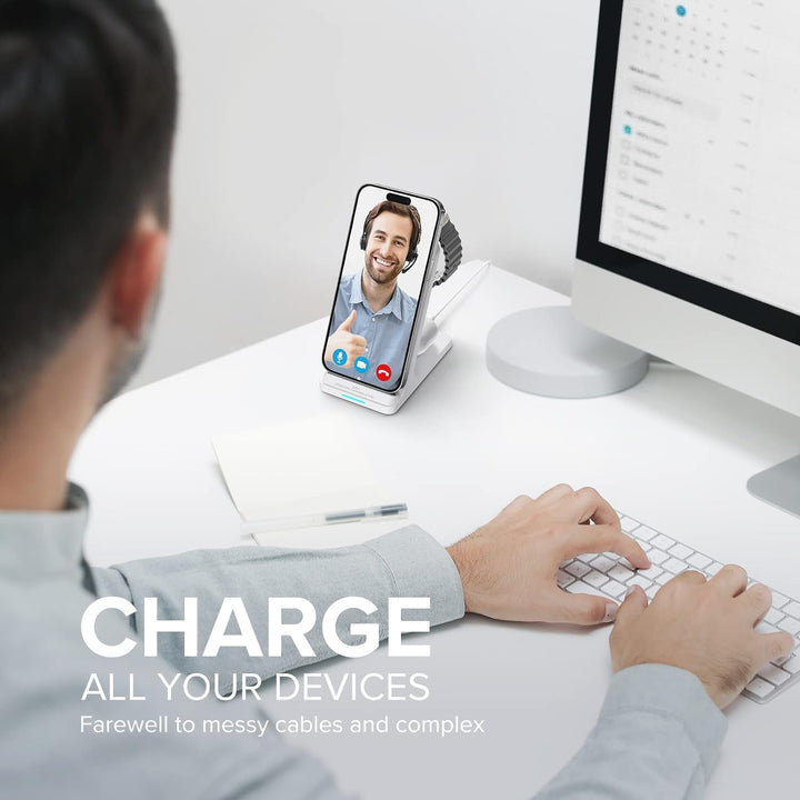 Wireless Charging Station, 3 in 1 Fast Wireless Charger Stand for Multiple Devices  Watch Ultra Series 10 9 8 7 6 SE 5 4 3 2,  16 15 14 13 12 11 Pro Max/Plus/Mini/X/Xs/Max/Xr/Se, Airpods