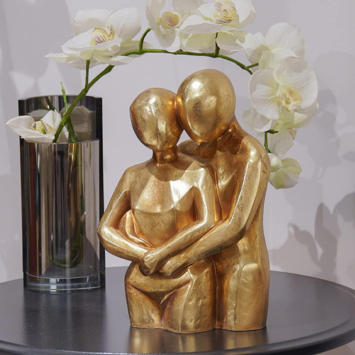 Modern Gold Hugging Couple Statue