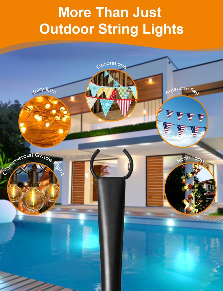 4-Pack Outdoor String Light Poles