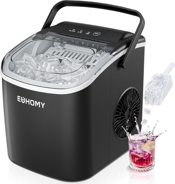 Portable Ice Maker, 26Lbs/24Hrs, Black