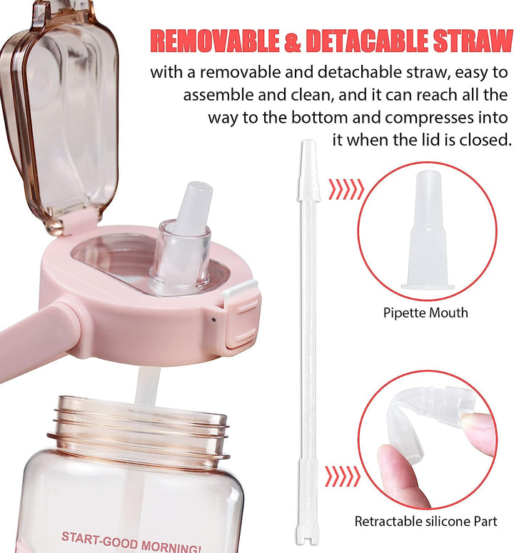 64oz Motivational Water Bottle with Sleeve