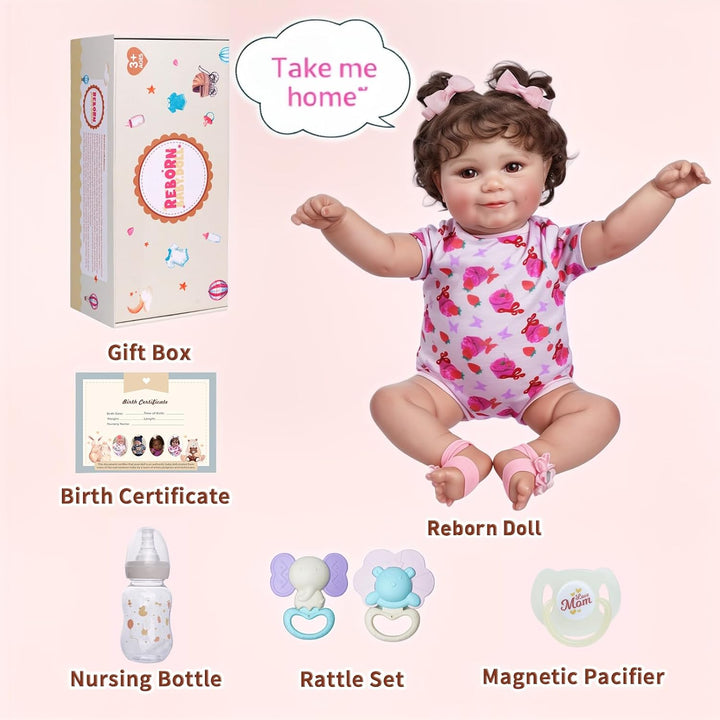 Lifelike Reborn Baby Dolls - 20Inch-Real Baby Feeling Realistic-Newborn Baby Dolls Adorable Smiling Real Life Baby Dolls with Gift Box for Kids Age 3