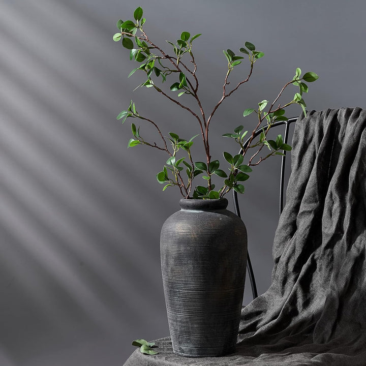 Rustic Bronze Ceramic Vase 11 Inch