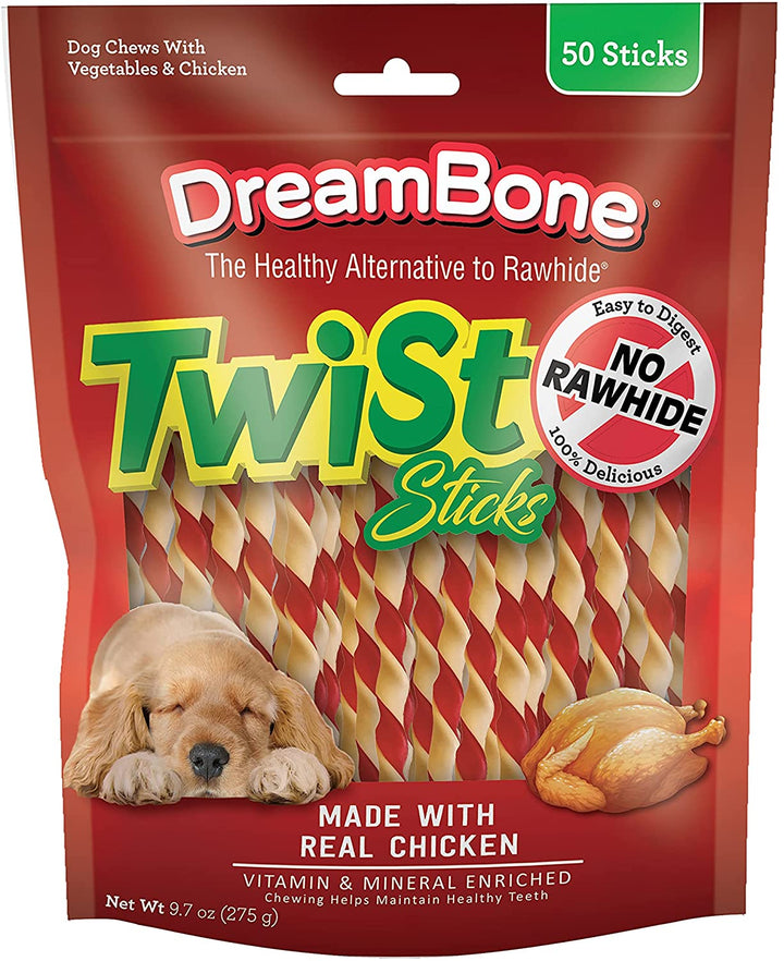 Real Chicken Twist Sticks for Dogs - 50 Ct