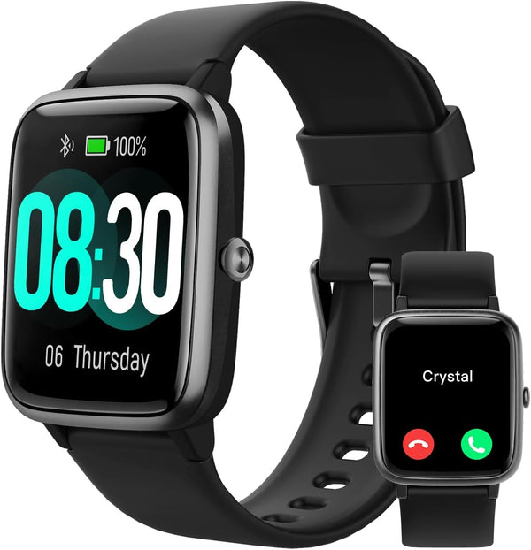 Smart Watch for Ios and Android Phones (Answer/Make Calls), Watches for Men Women IP68 Waterproof Smartwatch Fitness Tracker Watch with Heart Rate/Sleep Monitor Steps Calories Counter (Black)